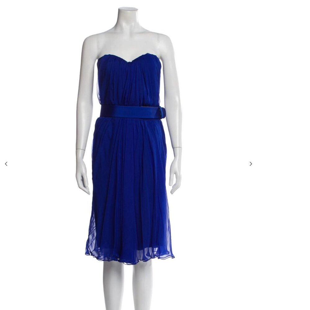 Alexander Mcqueen Blue Silk Midi Dress